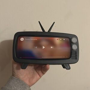 Retro Black Portable TV-Shaped Phone Holder